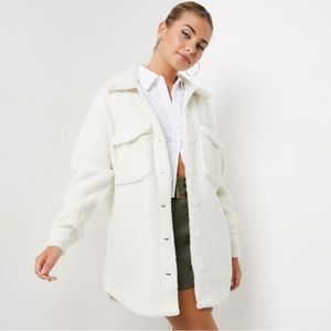 Ardenes white sherpa jacket with white buttons